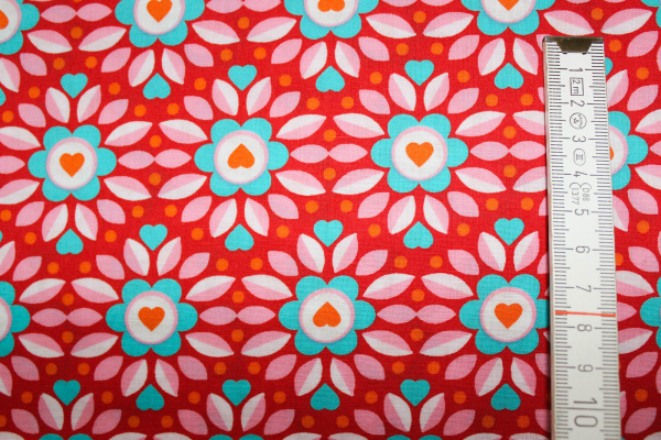 Baumwollstoff Fall Flower rot  (10 cm)